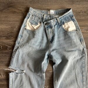 Pierre Balmain Light Blue Relaxed Jeans with Distressed Detail